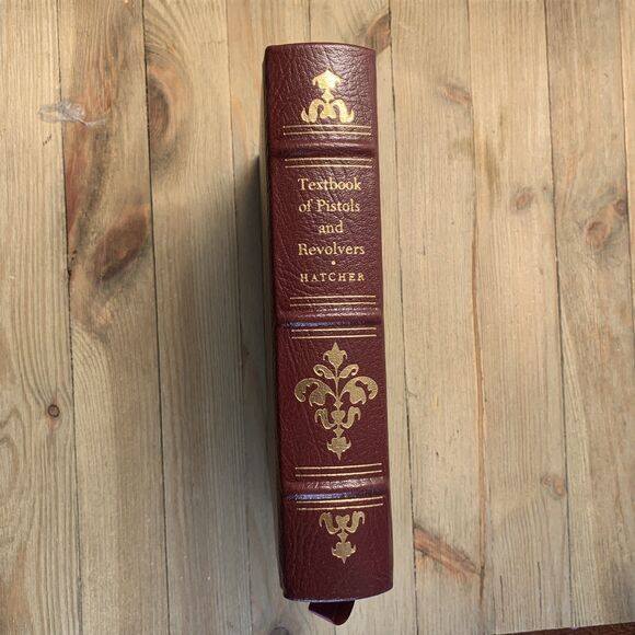 TEXTBOOK OF PISTOLS AND REVOLVERS by HATCHER Leather NRA Gun Book 22K Gold Edges - Picture 2 of 10